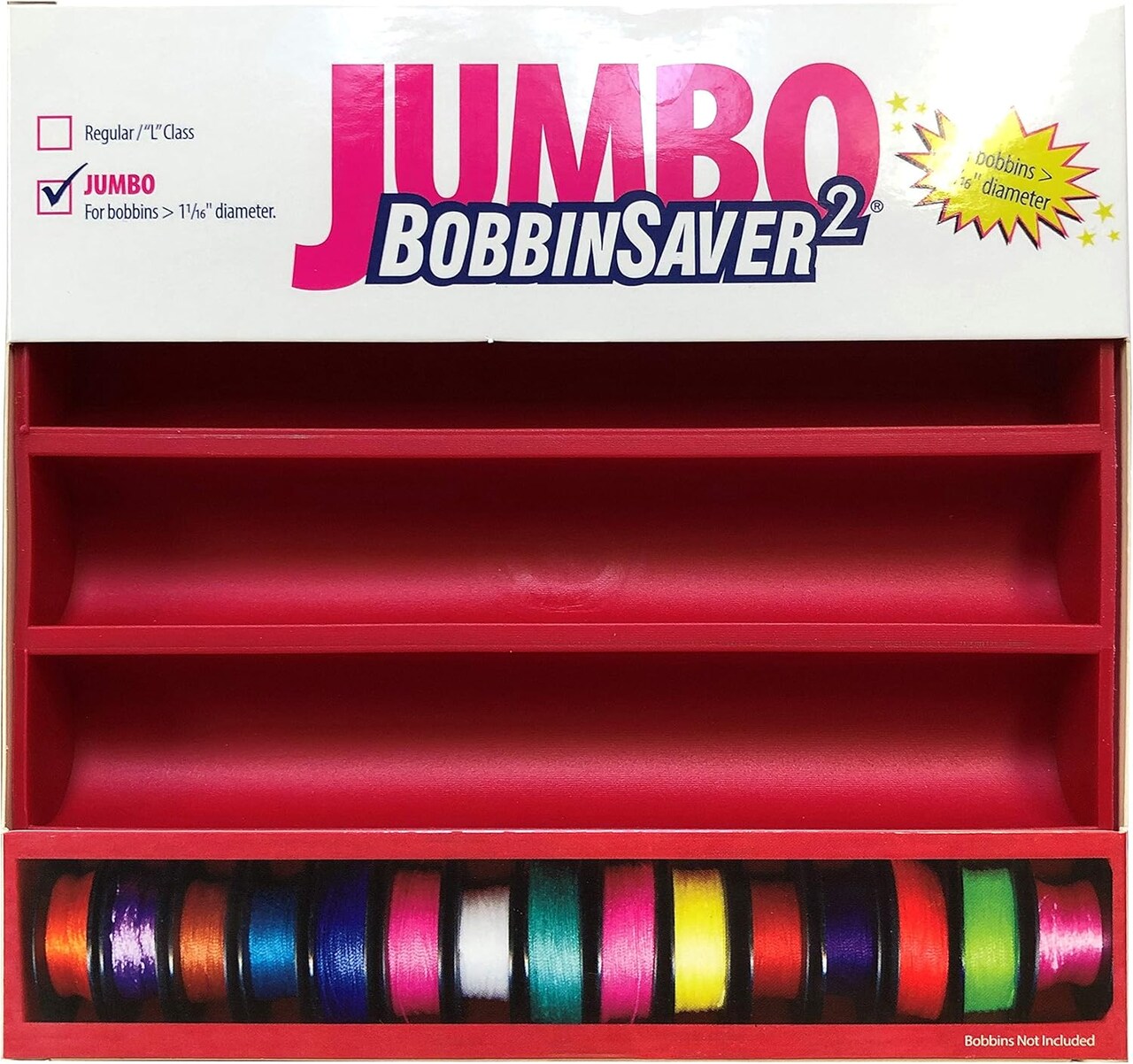 Bobbinsaver Sewing Tools BS2J Saver 2 Jumbo, Red, Holds Up To 70+ Bobbins